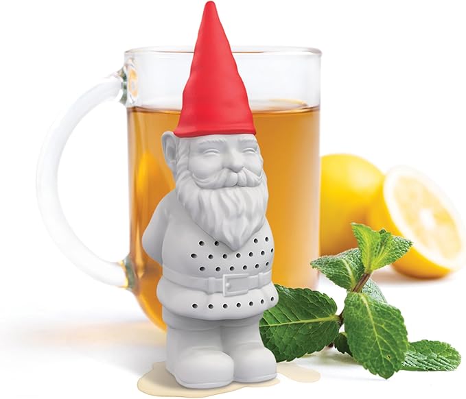 Genuine Fred GNOME BREW Tea Infuser, Cute Garden Gnome Design- For Loose Leaf Tea, Flexible, Easy to Clean Silicone, Fun Gift for Tea Lovers, Clever Kitchen Gadget