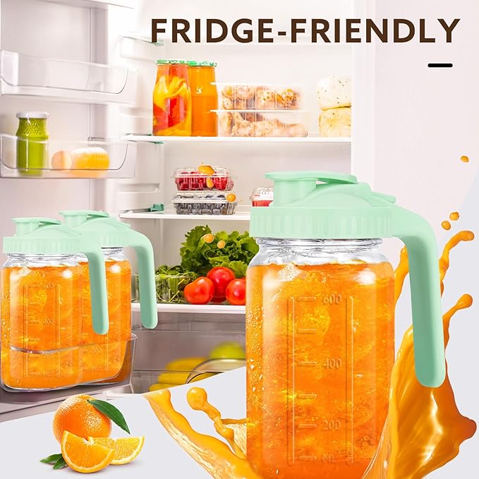 Mihlapi Breast Milk Pitcher, 32 OZ Mason Jar Pitcher with Lid Double Leak Proof,1 Quart Breastmilk Storage Containers for Fridge, Glass Jug for Sun Tea, Juice, Cold Brew Coffee