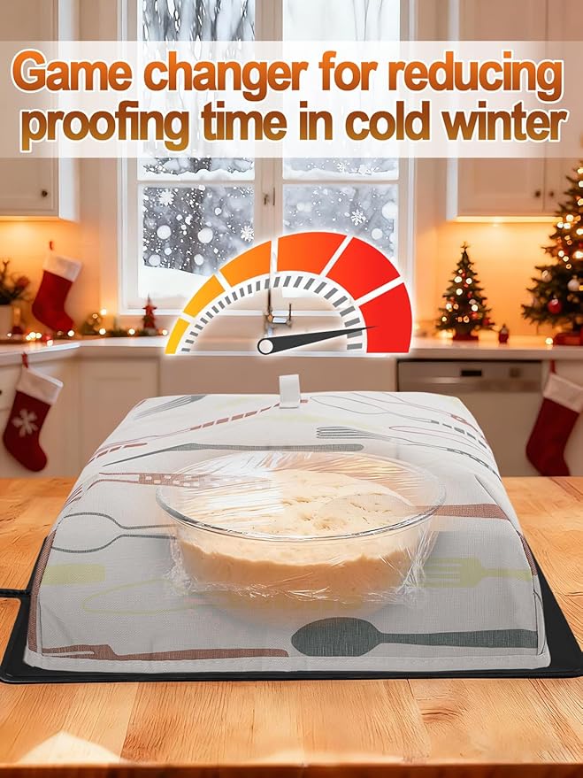 Thermostat Sourdough Warming Mat with Cover for Winter Proofing - 11.8"x15.7" Bread Proofer Starter Warmer Kit with 41~122°F Adjustable, Gifts for People Who Love Baking