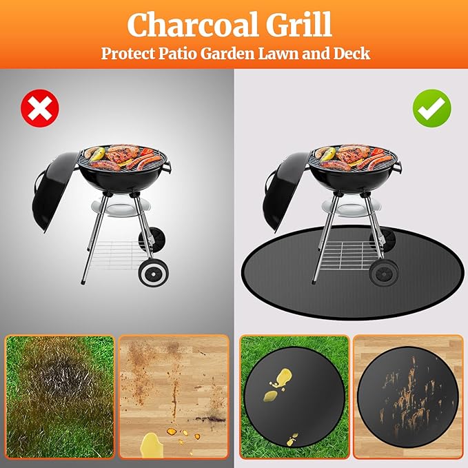 48" Round Fire Pit Mat for Solo Stove Bonfire/Under Grill Mat for Outdoor Grill Fireproof Waterproof Oil-Proof, 4 Layers Fireproof Fire Pit BBQ Pad Mat for Solo Stove Deck Patio Protect
