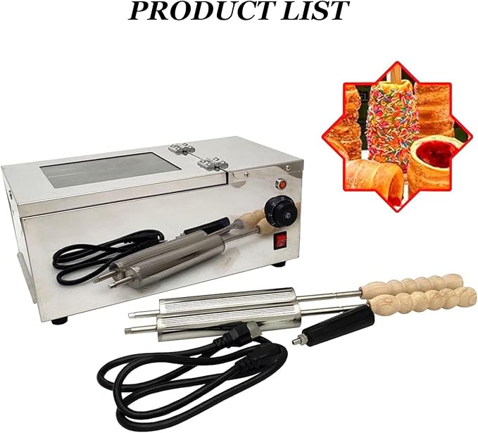 Cake Pop Roller Machine, Chimney Cake Roll Oven Machine 110V 220V Electric Chimney Roll Cake Maker, 2pcs/Time Ice Cream Cone Oven Machine,220V