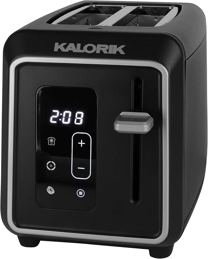 Kalorik Toaster Designer Series 2-Slice with Large LED Display and Adjustable Shade Settings, Features Digital Countdown Timer Wide Slots and High Lift Lever, 850-Watts, Black
