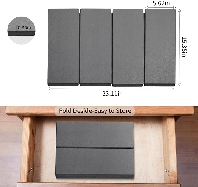 Stone Dish Drying Mat, Large Absorbent Diatomaceous Earth Drying Mat for Kitchen Counter, Foldable Fast Drying Non-Slip Bath Mat, Protects Countertops from Water & Stains (Grey)
