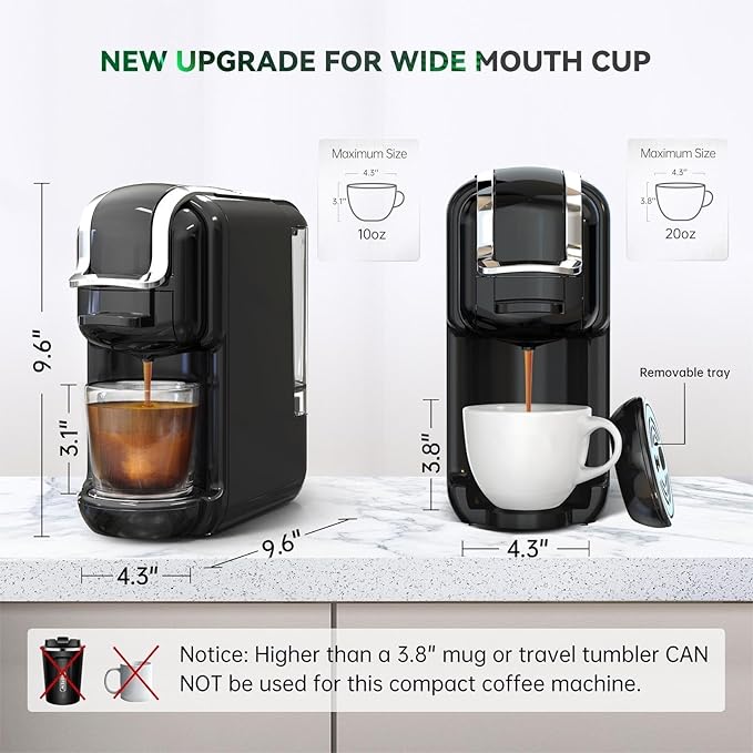Multi-Capsule Coffee Maker, Hot/Cold Coffee Maker, Milk, ESE Pod Ground Coffee, Cafeteria, 19 Bar, 5 in 1 (Color : H2B BK, Size : CHINA_US)