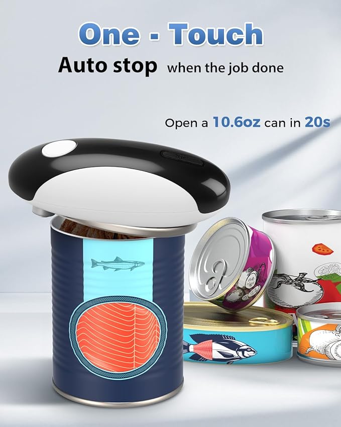 Auto Stop Electric Can Opener - Rechargeable Can Openers Smooth Edge for Seniors,One Touch Cut Opener Handsfree for Kitchen Portable for Any Size Cans