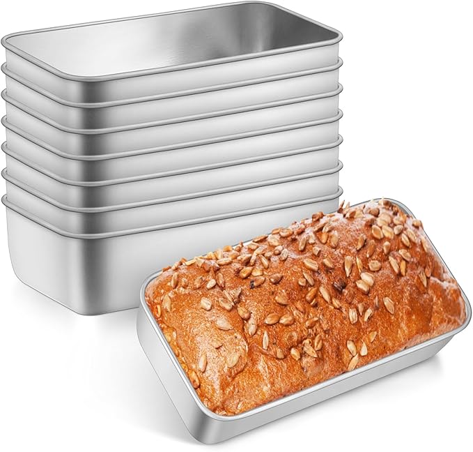Leonyo 8 Pack Loaf Pans for Baking Bread, 9x5IN Stainless Steel Loaf Bread Pans Set for Homemade Meatloaf, Bananas, Brownies, Lasagnas, Dishwasher Oven Safe