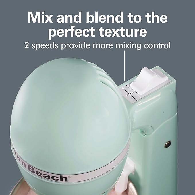 Hamilton Beach DrinkMaster Electric Drink Mixer, Retro Milkshake Maker & Milk Frother, 2 Speeds, Extra-Large 28 oz. Stainless Steel Cup, Mint