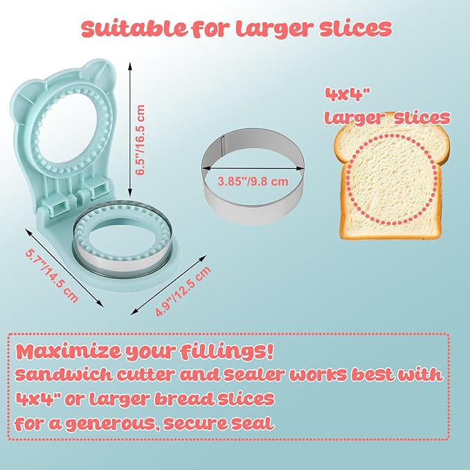 Sandwich Cutter and Sealer, Crustless Round Shaped Cutters for Kids Lunch, Sandwich Maker Peanut Butter and Jelly Crustless Bread for Kids Children Boys Girls (Blue)