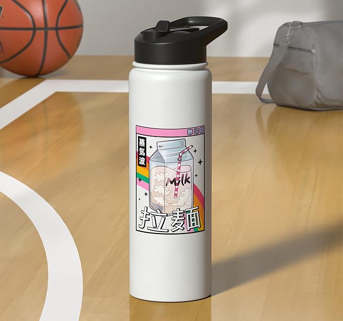 Japan Milk Carton Kawaii Rainbow Vaporwave Aesthetic Anime Stainless Steel Insulated Water Bottle