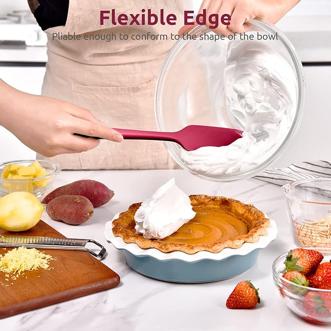 U-Taste 11.38" Silicone Baking Spatula: 480ºF Heat Resistant Food Grade Flexible Rubber Kitchen Bowl Scraper, Seamless Pastry Spreader for Mixing Stirring Scraping in Nonstick Cookware (Red)