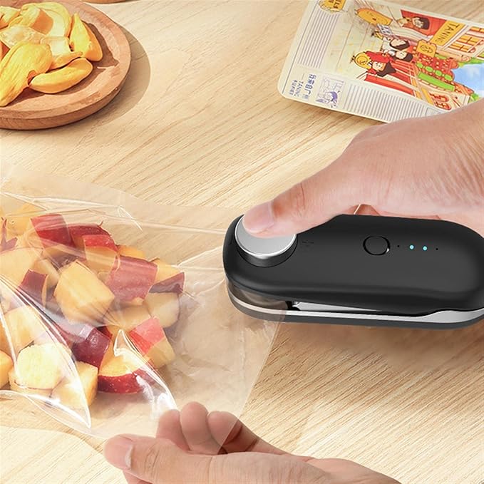 Cup Can Sealer Sealing Machine Bag Seaming Automatic Adjustable Mini Portable Heat,USB Rechargeable Handheld Heating Food Storage Plastic Clip with Magnet
