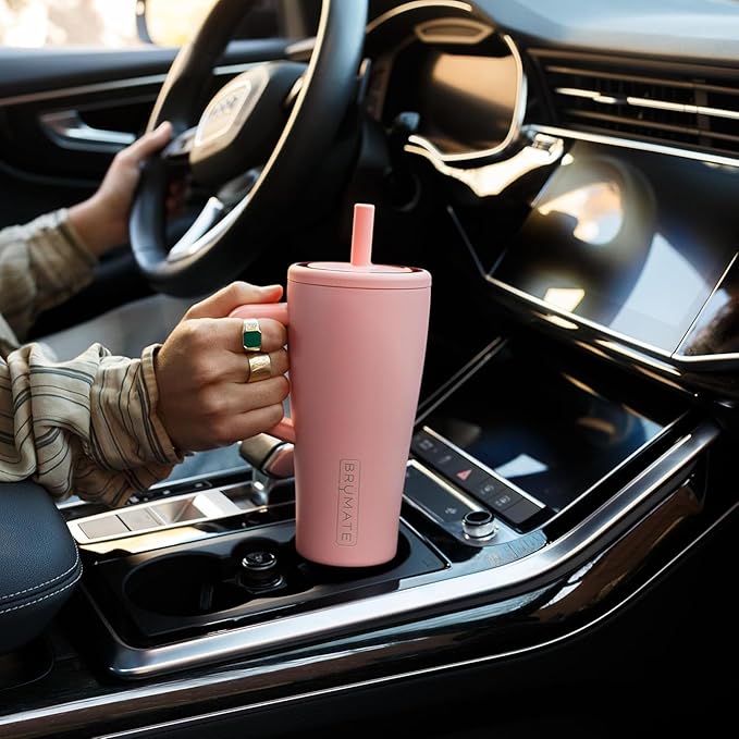 BrüMate Era 20 oz Tumbler with Handle and Straw | 100% Leakproof Insulated Tumbler with Lid and Straw | Made of Stainless Steel | Cup Holder Friendly Base | 20oz (Pineapple)