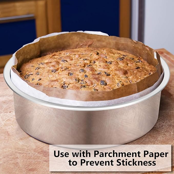 P&P CHEF 6 Inch Cake Pan Set of 2, Stainless Steel Round Baking Layer Cake Pans, Non Toxic & Healthy, Leak-proof & Easy Clean, Mirror Finish & Easy Releasing, Oven & Dishwasher Safe