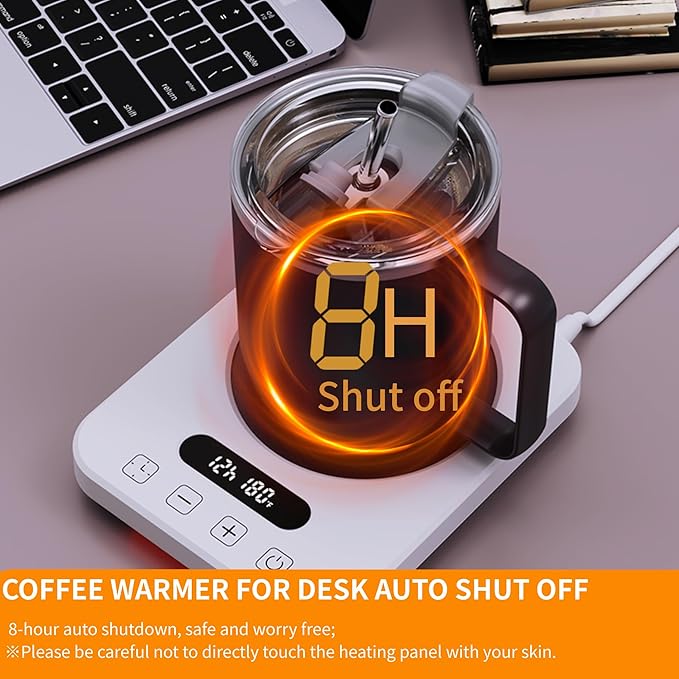 Coffee Mug Warmer,Cup Warmer with 7 Temp Settings,8H Auto Shut Off & 12H Timer,Fast Bottle Warmers for All Bottles,The Ultimate Coffee Warmer Plate for Beverage Lovers (White)
