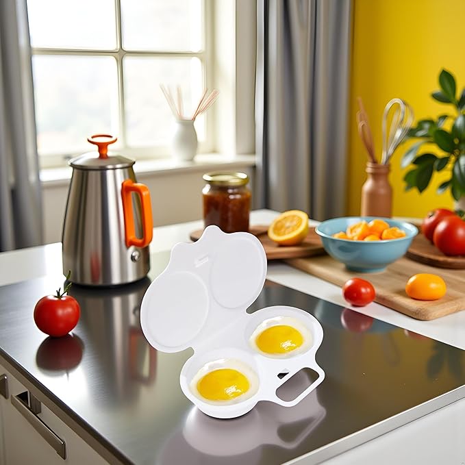 Egg Poacher, Microwave Egg Boiler Poacher, Microwave Egg Poacher, 2 Cavity Nonstick Maker With Lid, Cooker, Specialty Cookware