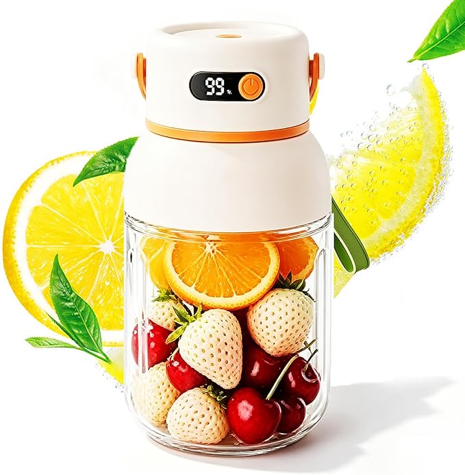 Multifunctional Portable Juicer Cup, Portable Electric Juicer Cup with Zero Cord Hassle, USB-C Rechargeable Travel Juicer for Home, Gym, Office and Outdoor (1200ml, 1)
