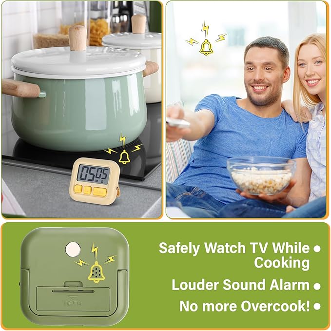 Weewooday 24 Pcs Digital Kitchen Timer Magnetic Timer Bulk On/Off Switch Minute Second Count up Countdown Loud Alarm for Exercise Cook Baking (Candy Green,Eggshell Yellow)