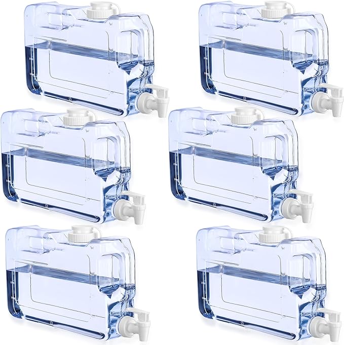 Funnymoom 6 Pcs Drink Dispenser for Fridge Refrigerator Plastic Reusable Water Dispensers Bottle with Spigot Bpa Free for Party Outdoors Home Office Activities(blue, 1.1 Gallon)