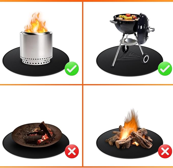 48" Round Fire Pit Mat for Solo Stove Bonfire/Under Grill Mat for Outdoor Grill Fireproof Waterproof Oil-Proof, 4 Layers Fireproof Fire Pit BBQ Pad Mat for Solo Stove Deck Patio Protect