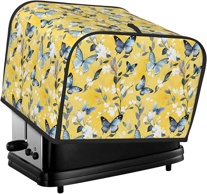 Toaster Cover 4 Slice Watercolor Pastel Butterfly Flower Kitchen Small Appliance Covers with Pockets Dust and Fingerprint Protection