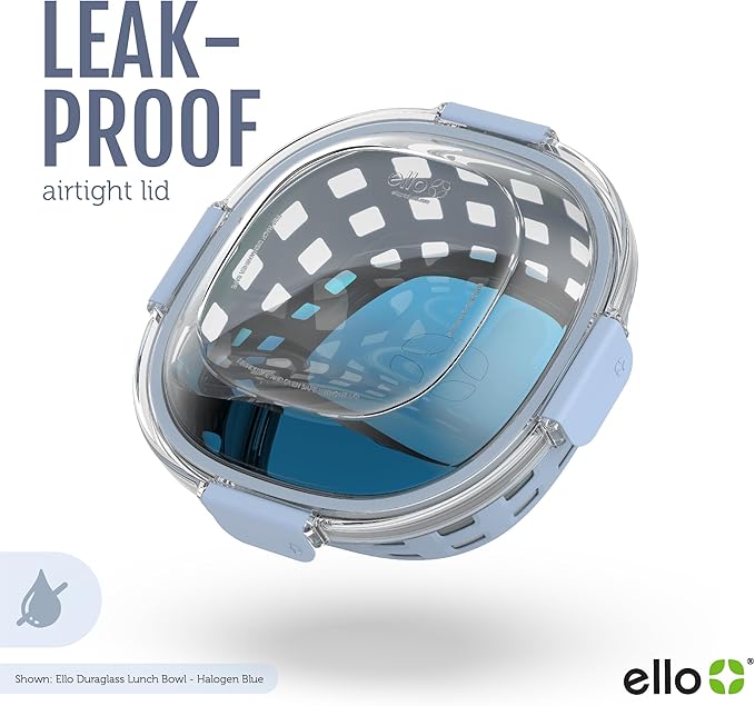 Ello Duraglass Meal Prep Container- Glass Food Storage Container with Silicone Sleeve and Airtight BPA-Free Plastic Lid, Dishwasher, Microwave, and Freezer Safe