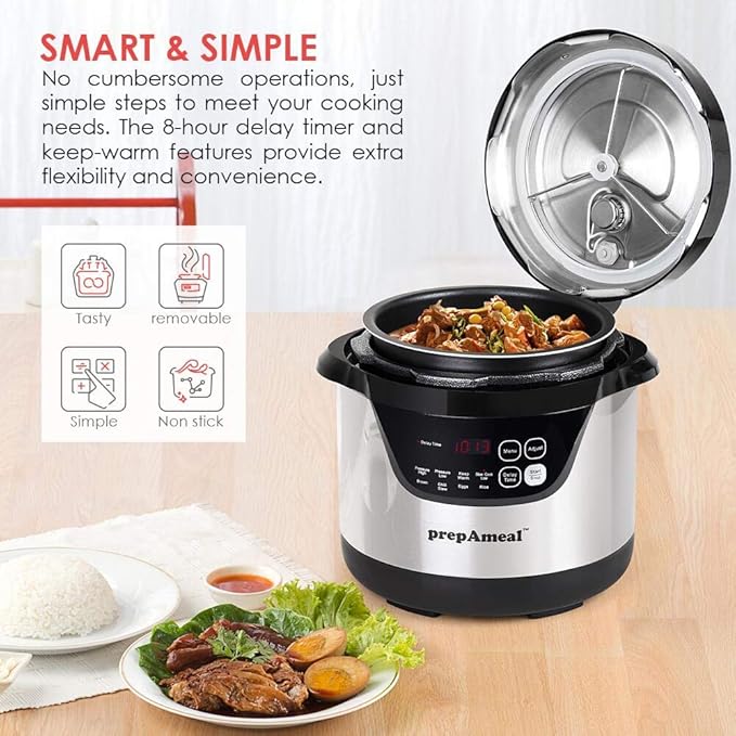 3 Quart Pressure Cooker 8 IN 1 Multi Use Programmable Instant Cooker Electric Pressure Pot with Slow Cook, Rice, Steamer, Sauté, Brown, Warmer