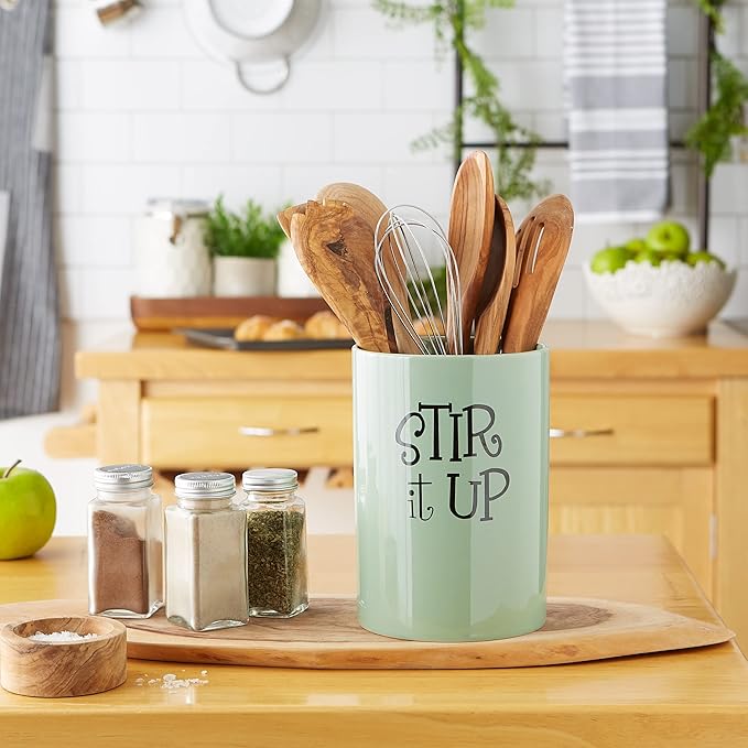 DII Kitchen Accessories Retro Collection Ceramics, Utensil Holder, Jadeite