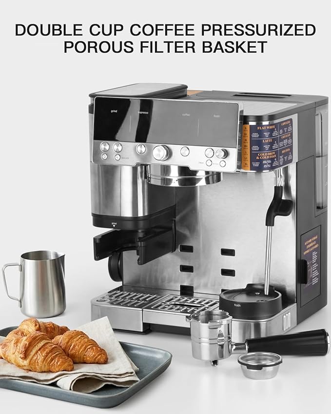 Double Cup Filter Basket Compatible with Ninja Luxe Cafe Accessories ES601 ES701, Stainless Steel Coffee Pressurized Porous Filter, Portafilter Basket Reusable Coffee Filter for Ninja Luxe Cafe