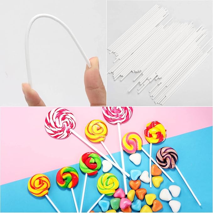 1000Pcs 6 Inch White Paper Lollipop Sticks, Paper Sucker Sticks, Cake Pop Stick for Cake Toppers, Chocolate,Cookie,Rainbow Candy