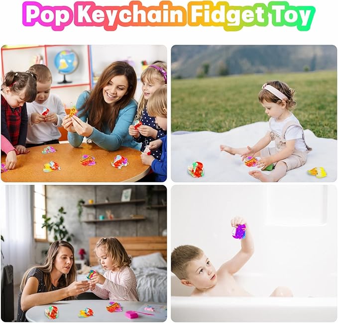 Dinosaur Pop Fidget Toys Bulk Its 30 Pack Dinosaur Party Favors for Kids 4-8 8-12 Mini Dino Pop Keychain It Fidget Toy Fidgets for Classroom Prizes Student Carnival Birthday Goodie Bag Stuffers Filler
