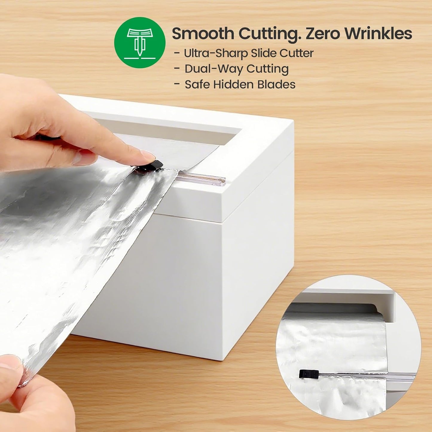 White 18 Inch Commercial Plastic Wrap Dispenser with Cutter & Roller - Heavy Duty 3000ft Film & 1000ft Foil Holder - Fits Butcher, Freezer, Kraft Paper for Restaurant Kitchen Food Service