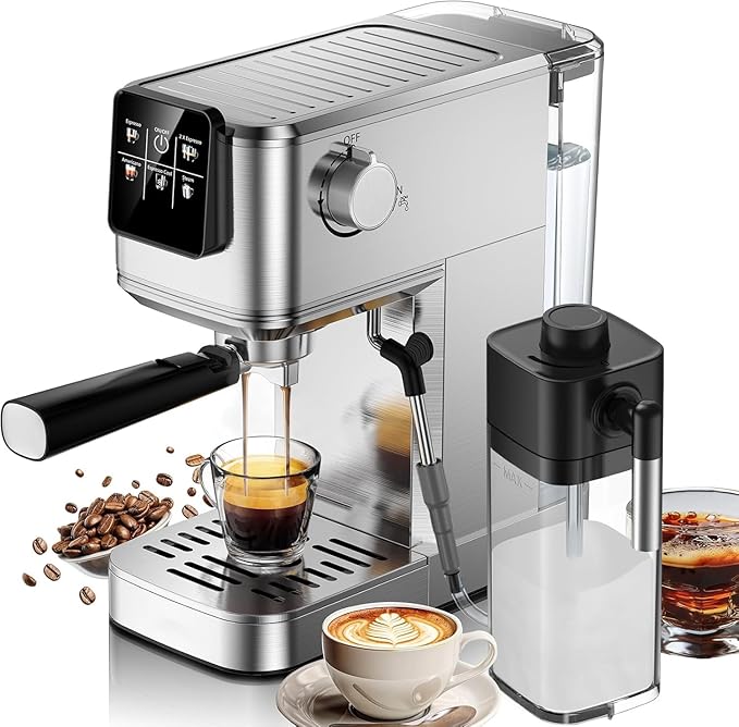 KEENSTAR 20 Bar Espresso Machine, Hot & Cold Brew Coffee Maker with Milk Frother, Touch Screen, Compact Water Tank, Expresso Coffee Machines for Lattes, Cappuccinos, Americano, Home & Office