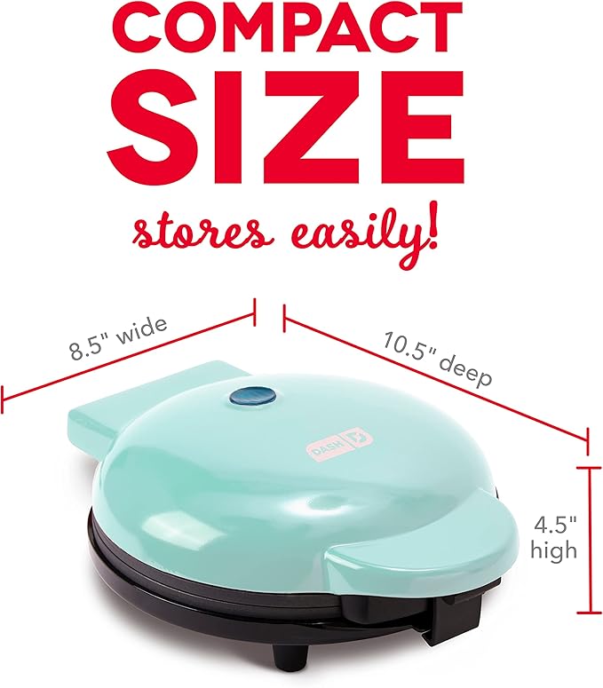 Dash Express Waffle Maker -Electric Waffle Maker for Creative Homemade Treats - Dual Nonstick Cooking Surfaces, Easy Food Release & Quick Cleanup - Compact, Space-Saving Design - 8 Inches - Aqua
