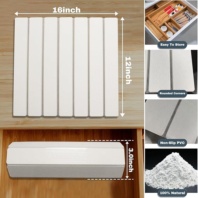 AIFLM Large Stone Dish Drying Mats for Kitchen Counter , Quick Dry Absorbent Collapsible Dish Drying Mat, 24”(L)x16”(W) Diatomaceous Earth Mats for Dishes Bottles Cups,Match Any Countertop