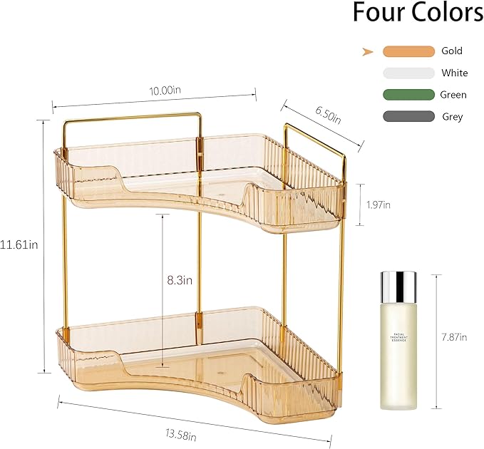 Rotating Makeup Organzier Clear and Corner Bathroom Organizer Countertop Yellow
