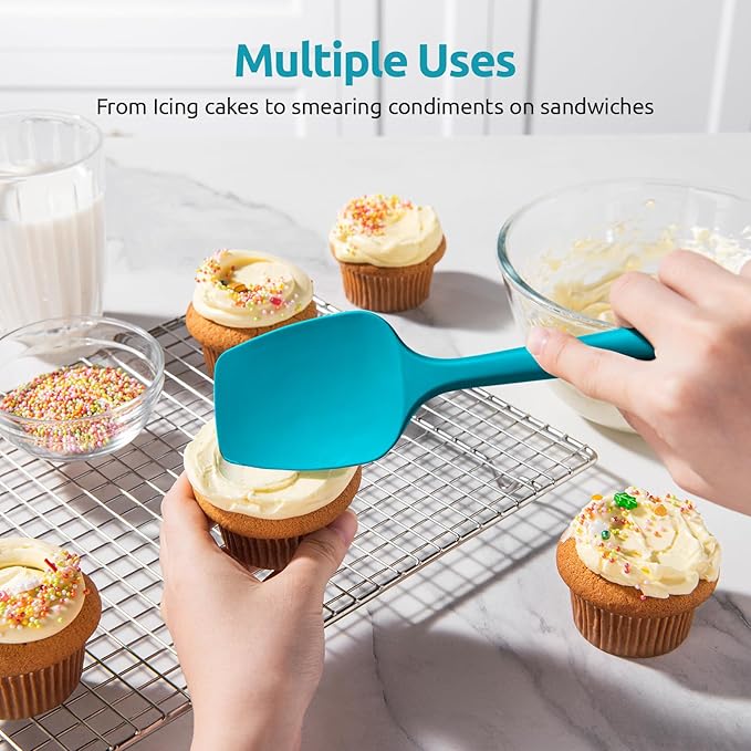 U-Taste Silicone Spoon Spatula Set, 600ºF High Heat Resistant Food Grade Flexible Rubber Scraper, Cooking Mixing Baking Kitchen Utensils Set of 3 (Marrs Green)