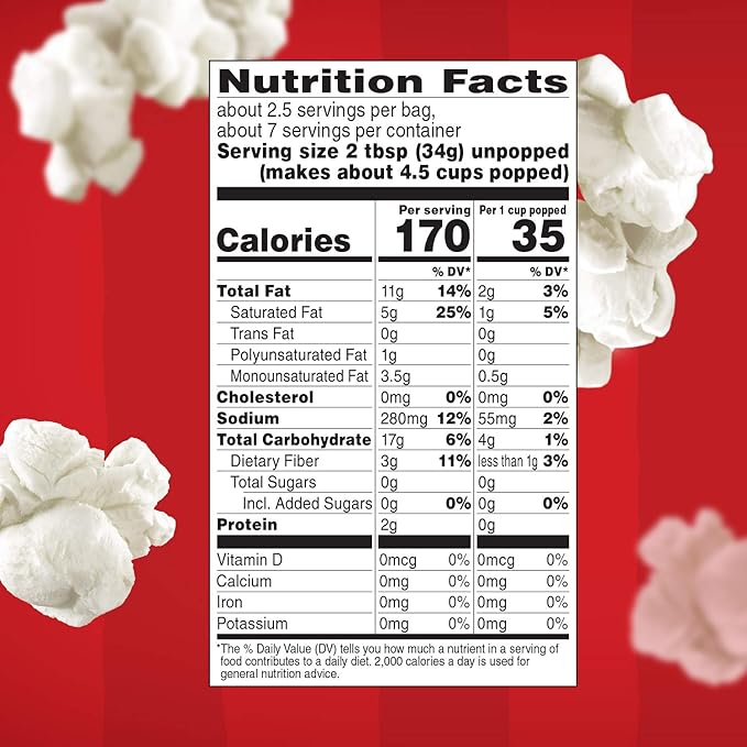 Orville Redenbacher’s Microwave Popcorn, White Popcorn, 3g Fiber Per Serving, 3.28 oz., 3-Count (12 Boxes)