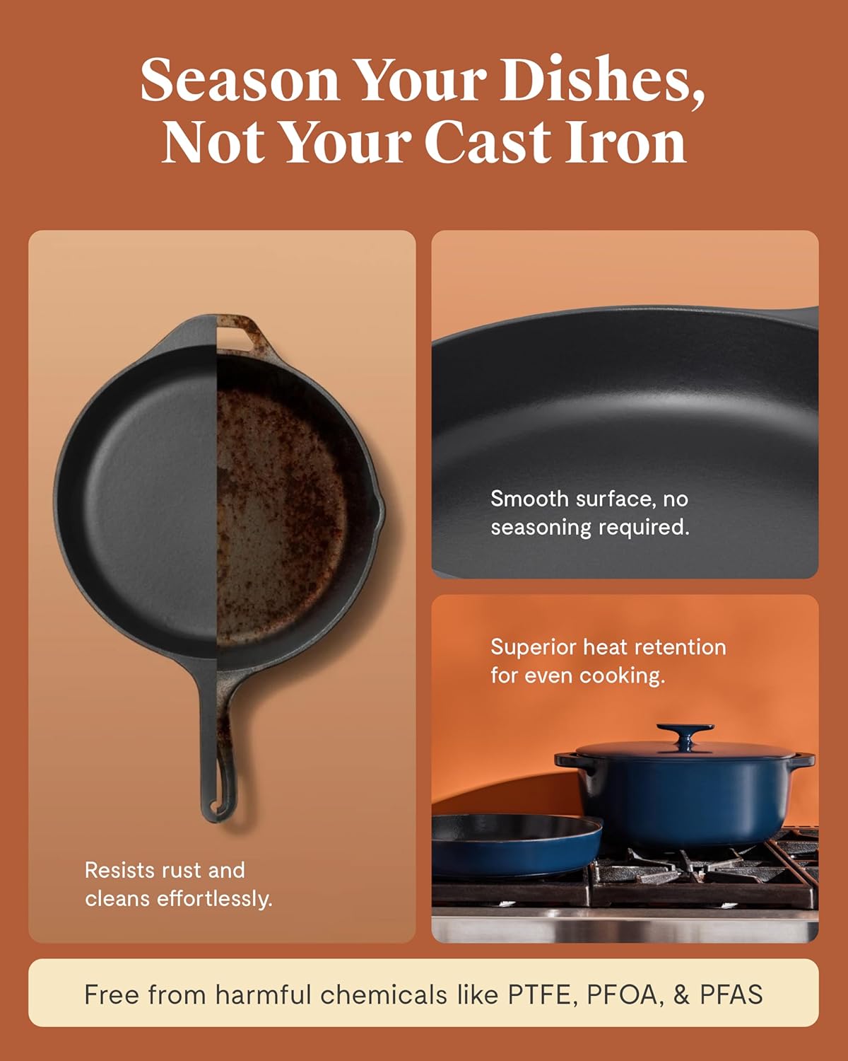Caraway Enameled Cast Iron Dutch Oven - 8qt Dutch Oven With Lid - 3 Layer Enamel Coating - No Seasoning Required - Compatible With All Stovetops - Oven Safe - No Forever Chemicals - Rust