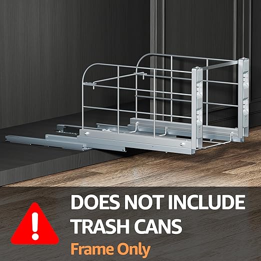 Pull Out Trash Can Under Cabinet with Soft-Close Slides,Heavy Duty 40 Qt Under Sink Trash Can for Kitchen,Garbage Can Not Included, Requires Minimum Cabinets Opening 12" W X 17" D