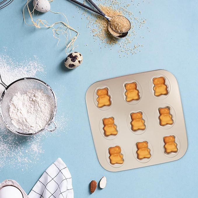 Hemoton Bear Madeleine Cookie Mold Nonstick Carbon Steel Mini Baking Pan for Oven Pastry Mold Cute Bear Shape for Cookies Cakes and Chocolates