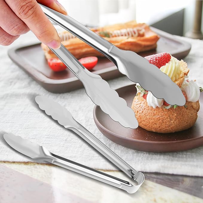 8 Pack Serving Tongs XEVOM Kitchen Tongs,Buffet Tongs, Stainless Steel Food Tong Serving Tong,small tongs (9inch)