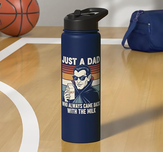 Vampire Dad Who Always Came Back With The Milk Retro Sunset Stainless Steel Insulated Water Bottle