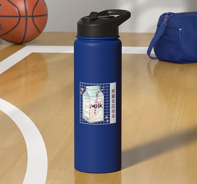 Cute Milk Carton Kawaii Japanese Stars Clouds Stainless Steel Insulated Water Bottle