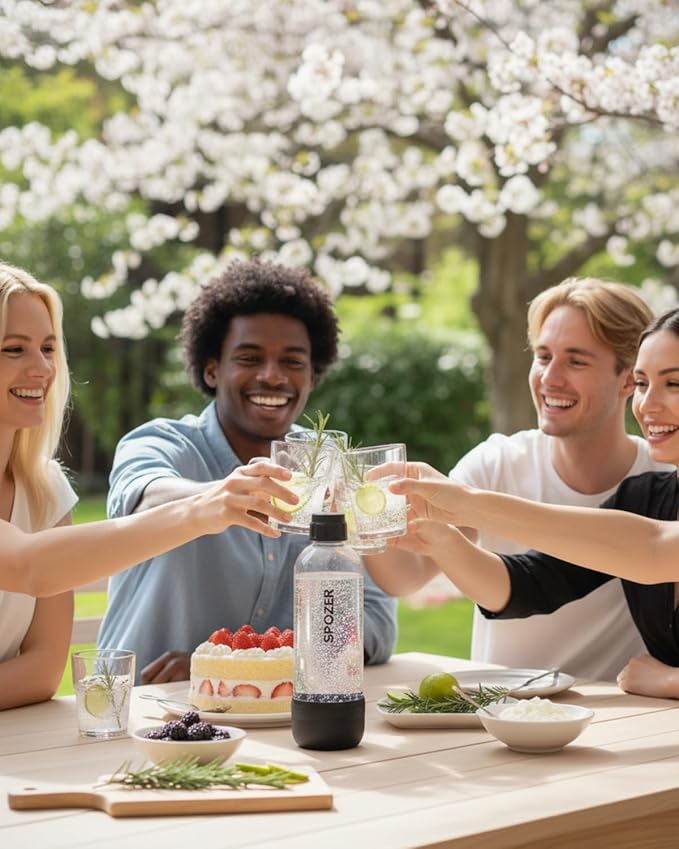 SPOZER 1L Soda Carbonating Bottles – BPA-Free Reusable Sparkling Water Bottles, Leakproof & Airtight, Ideal for Home Kitchen & Parties - 1 Pack