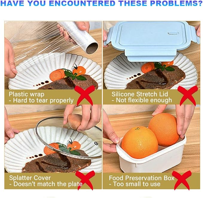 200PCS Plastic Elastic Bowl Covers Reusable,Food Storage Covers with Elastic Bowl Covers for Leftover, Plastic Covers for Bowls Fresh Keeping Bags for Family Outdoor Picnic (Thicken)