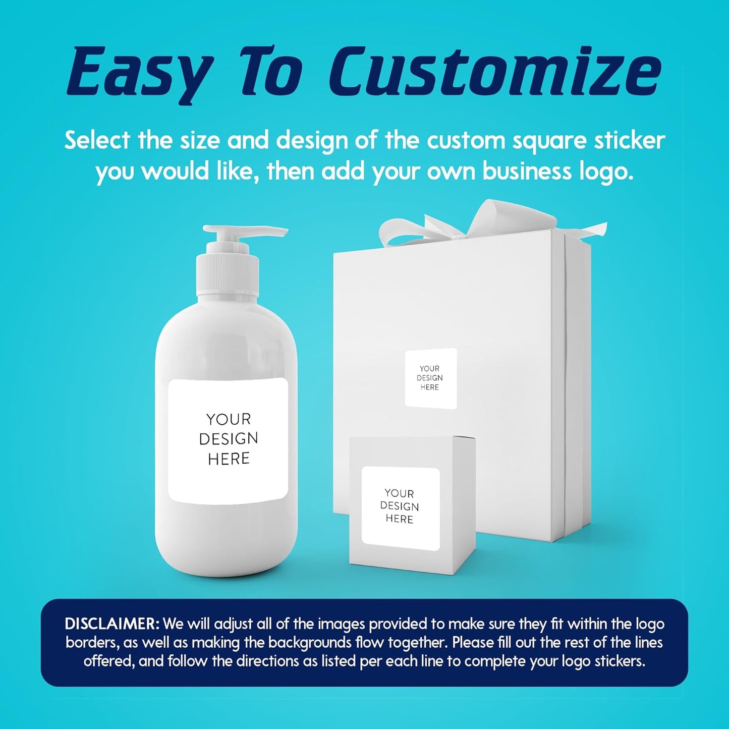 5-1000 Custom Vinyl Stickers - Upload Your own Image, Text, Design, Logo - Personalized Logo Labels for Handmade, Packaging, Bottle, Jars, Candle, Brand Stickers (White, 1.5x1.5 Square)