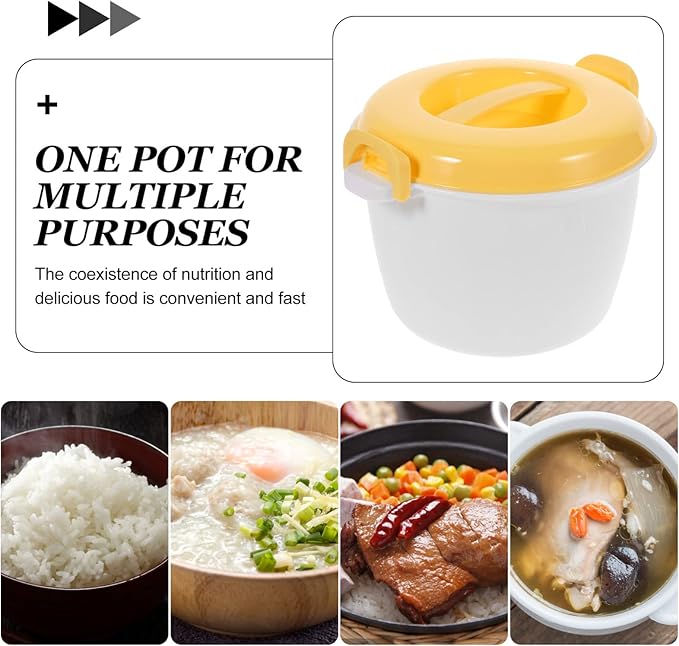 SHERCHPRY Microwave Rice Cooker Small 4 Cup Multifunctional Microwaveable Rice Steamer with Locking Lid for Cooking Vegetables Noodles Compact Kitchen Appliance 7.87X7.87X6.10In