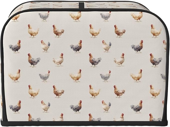 Toaster Cover 4 Slice Chicken Pattern Kitchen Small Appliance Covers with Pockets Dust and Fingerprint Protection