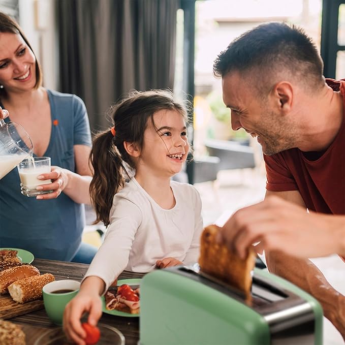 Graphite Heating Technology Pop-Up Toaster w/7 Heat Settings, 3 Toasting Functions & Unique Bagel Mode, Olive/Brushed Nickel