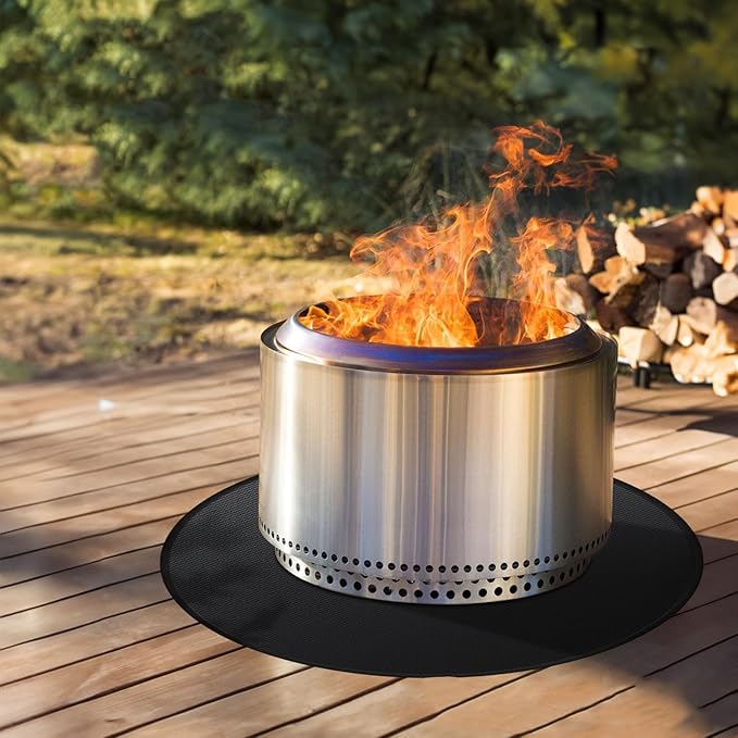 42" Round Fire Pit Mat for Solo Stove Bonfire/Under Grill Mat for Outdoor Pit Fireproof Waterproof Oil-Proof, 4 Layers Fireproof Mat Fireplace Mats Grill Pads Solo Stove Mat Deck Patio Grass Smoker